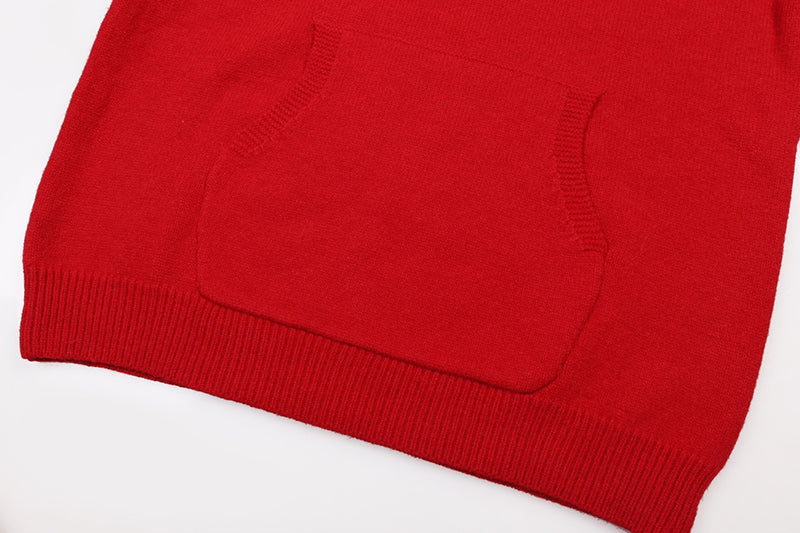 AMRI Red Core Knitted Sweater Hoodie