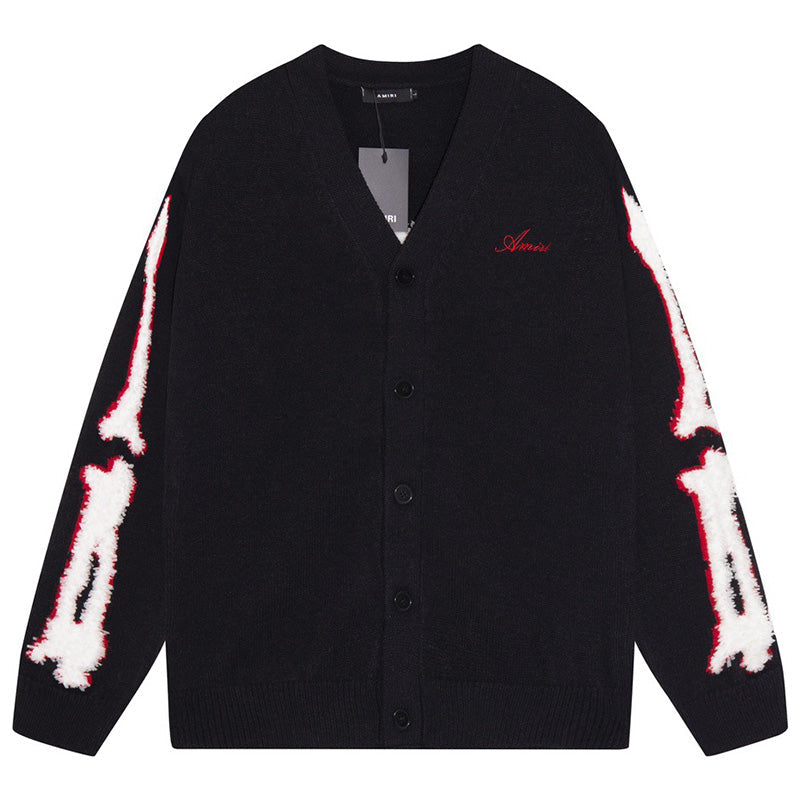 AMRI Cotton V-Neck Bones Cardigan
