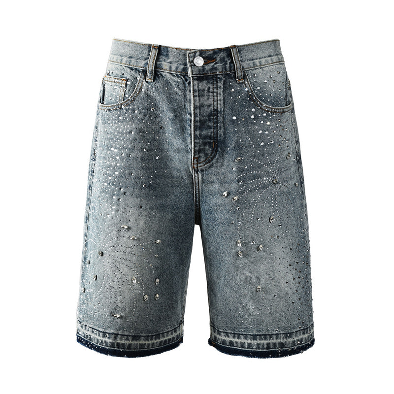 Purple Brand Crystal Diamond Denim Shorts #5102