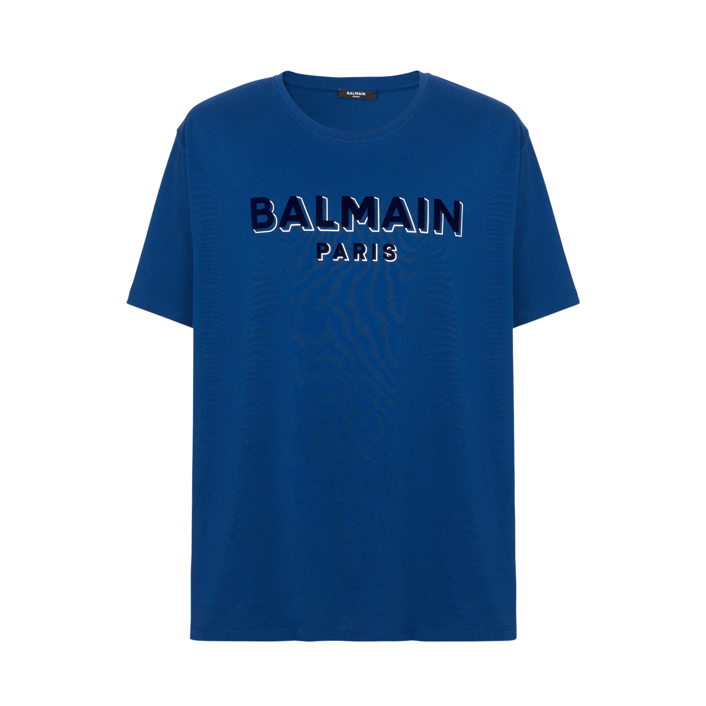 BALMAIN FLOCKED TSHIRT - BLUE