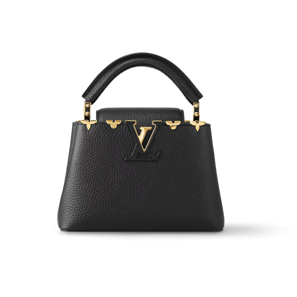 LOUIS VUITTON CAPUCINES LEAF MINI PURSE - BLACK