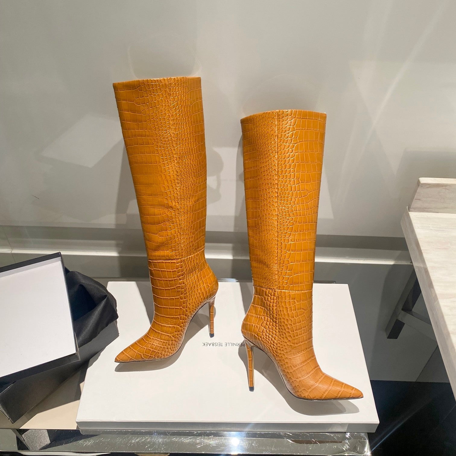 Paris Texas Crocodile Embossed Knee-High Boots – 2022 FW
