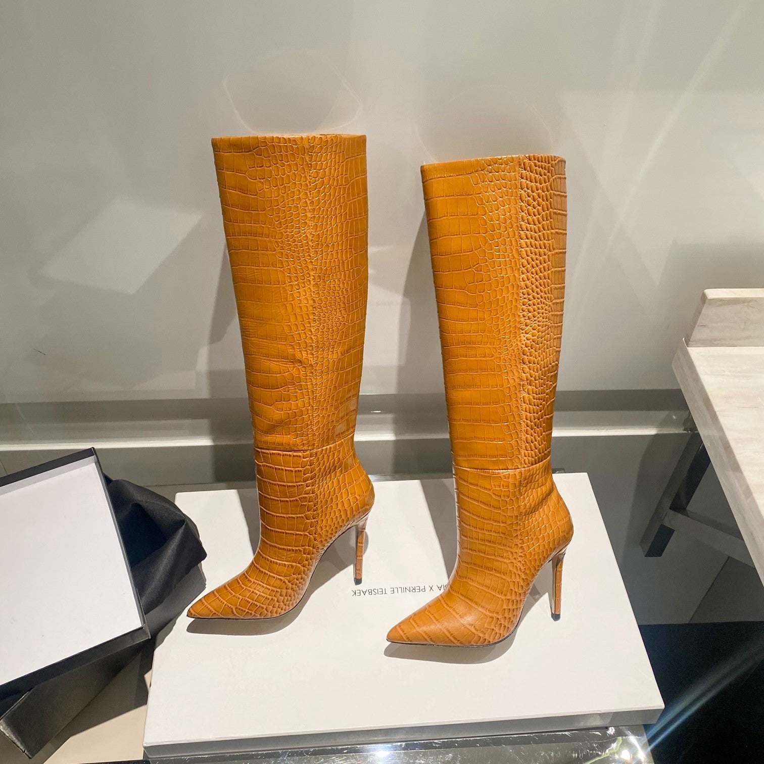 Paris Texas Crocodile Embossed Knee-High Boots – 2022 FW