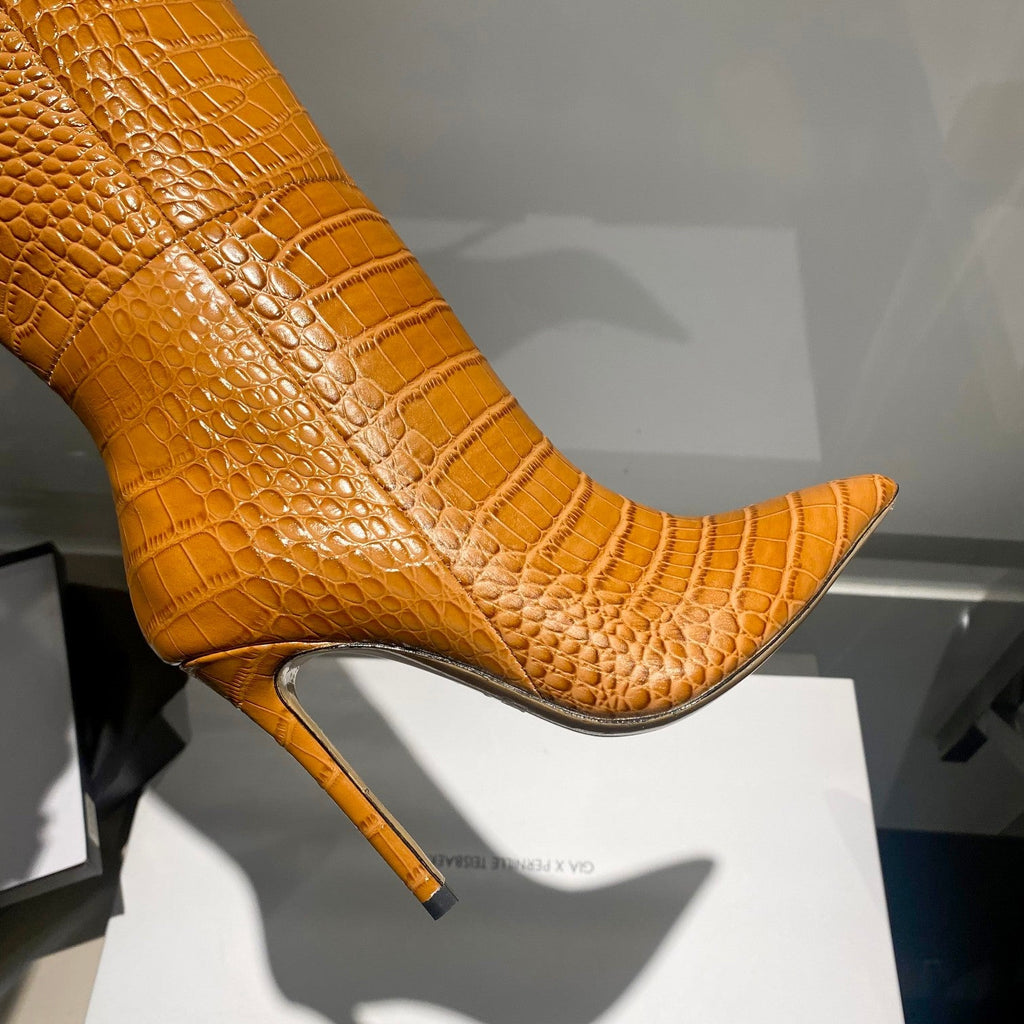 Paris Texas Crocodile Embossed Knee-High Boots – 2022 FW