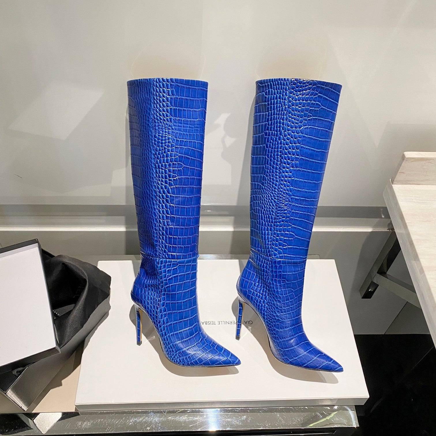 Paris Texas Crocodile Embossed Knee-High Boots – 2022 FW