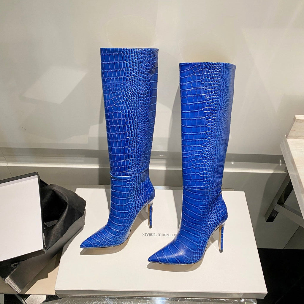 Paris Texas Crocodile Embossed Knee-High Boots – 2022 FW
