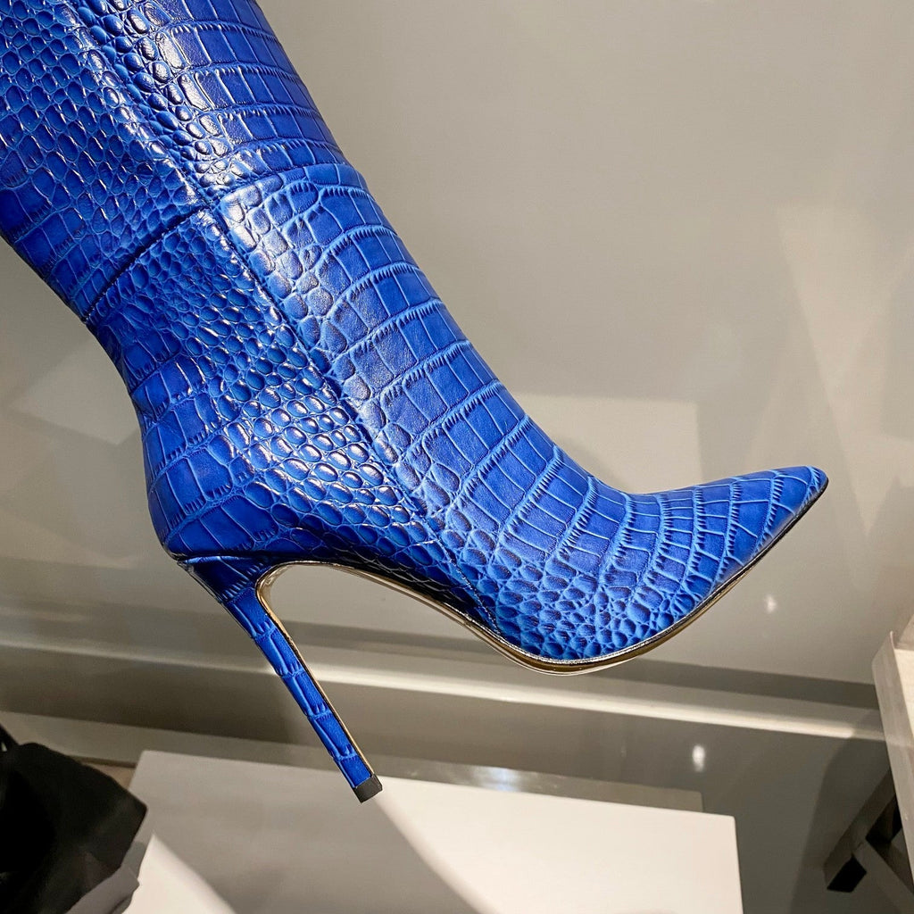 Paris Texas Crocodile Embossed Knee-High Boots – 2022 FW