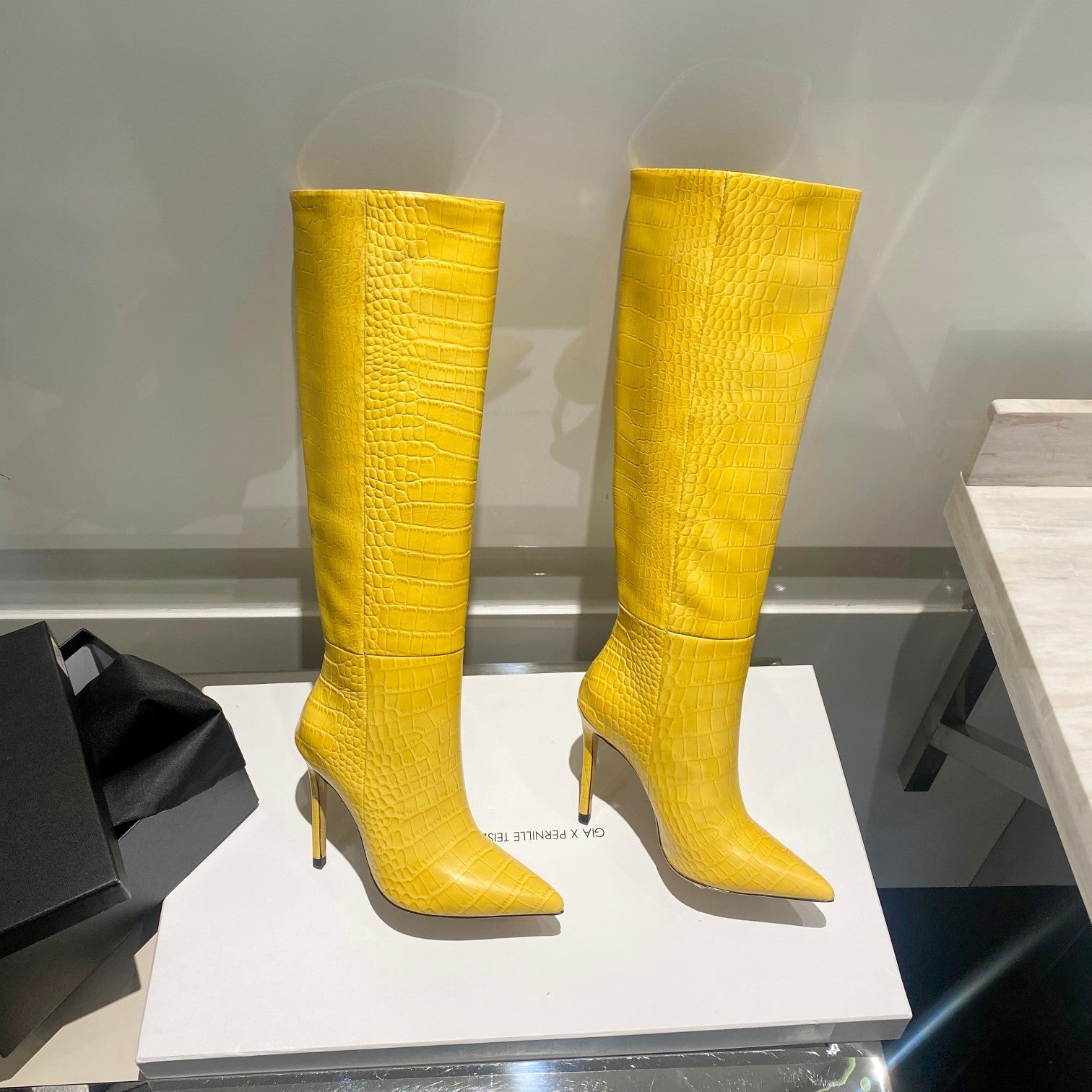 Paris Texas Crocodile Embossed Knee-High Boots – 2022 FW