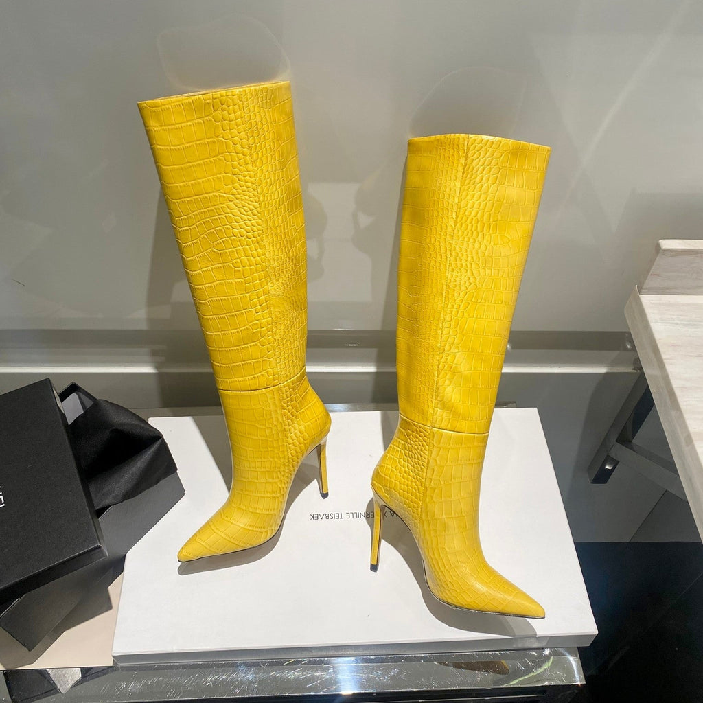 Paris Texas Crocodile Embossed Knee-High Boots – 2022 FW