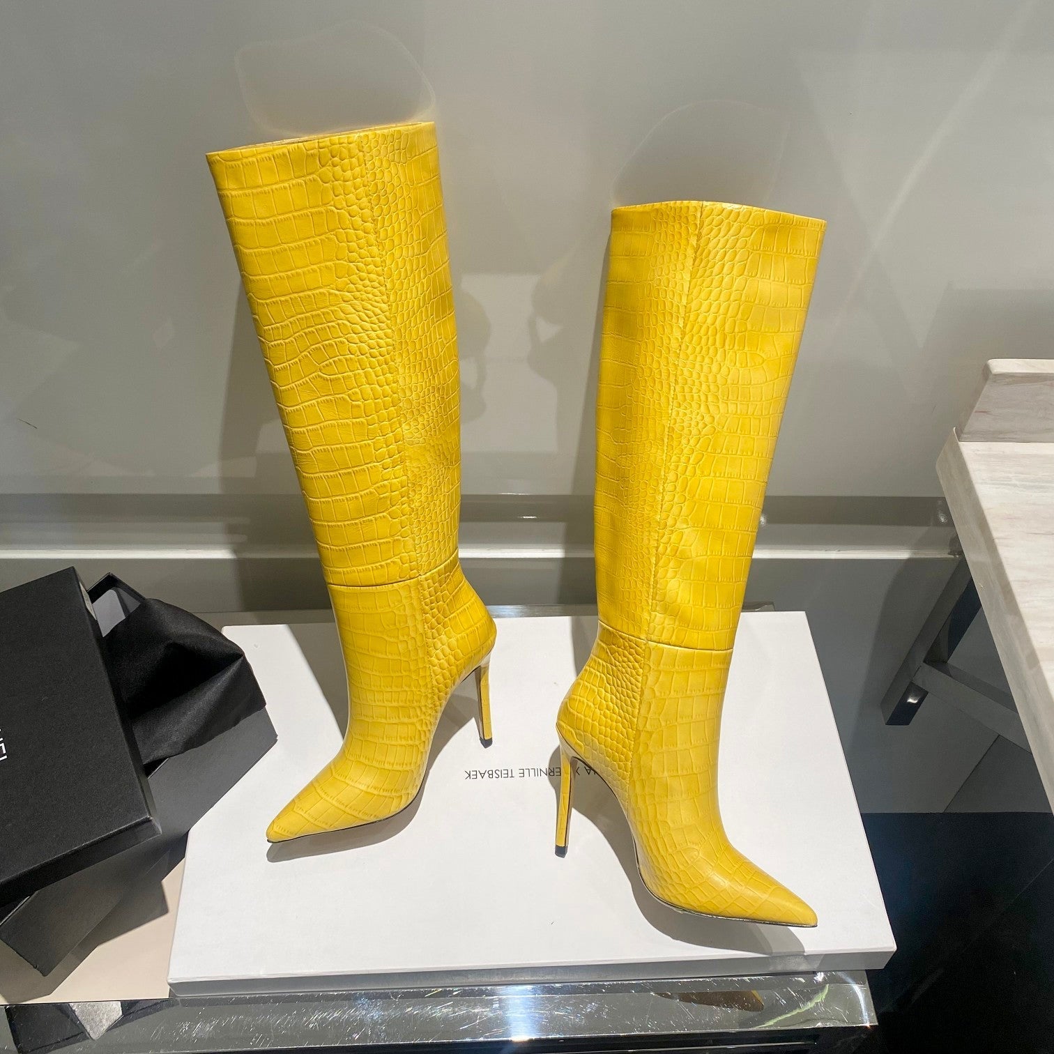 Paris Texas Crocodile Embossed Knee-High Boots – 2022 FW