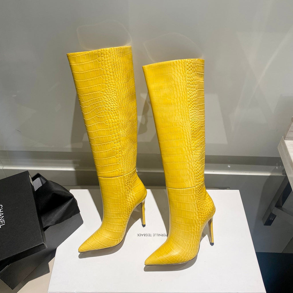 Paris Texas Crocodile Embossed Knee-High Boots – 2022 FW