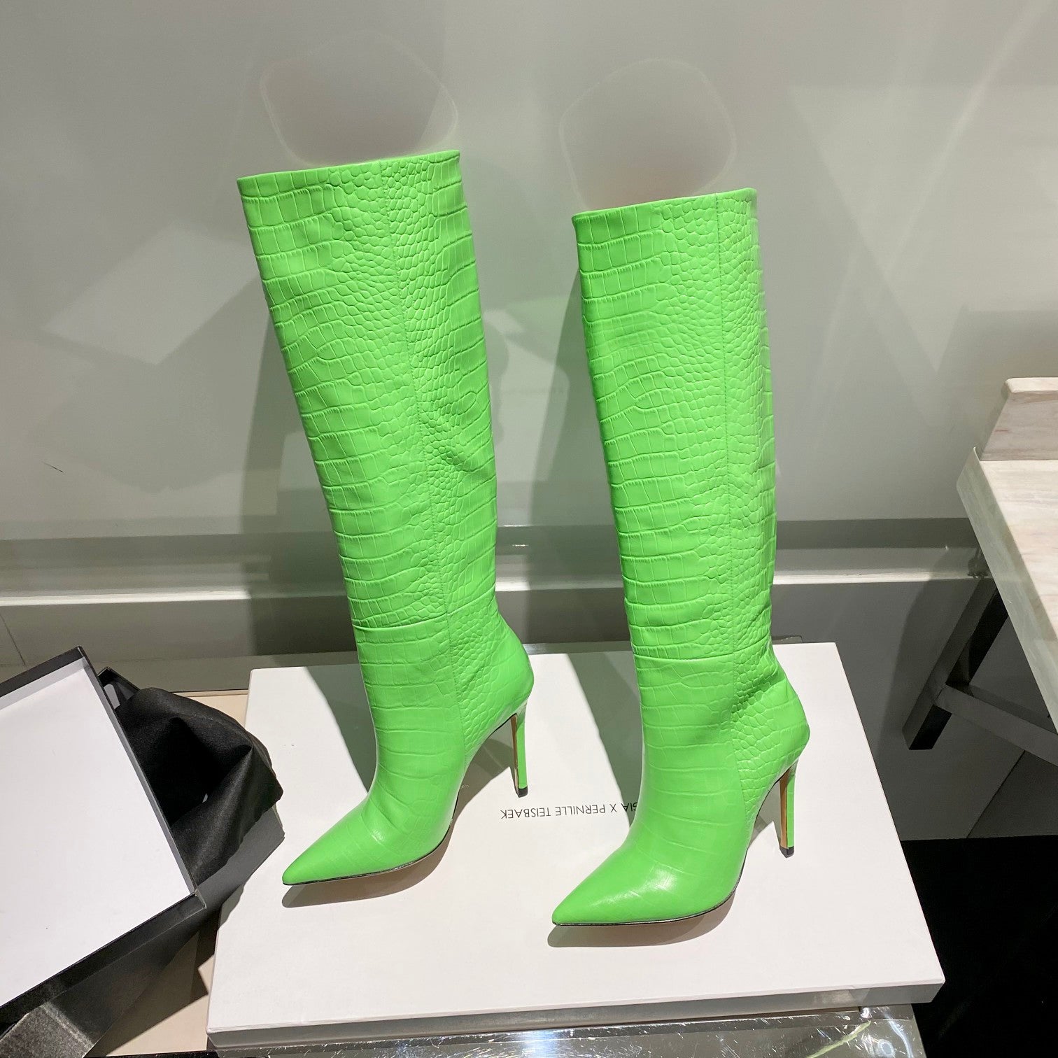 Paris Texas Crocodile Embossed Knee-High Boots – 2022 FW