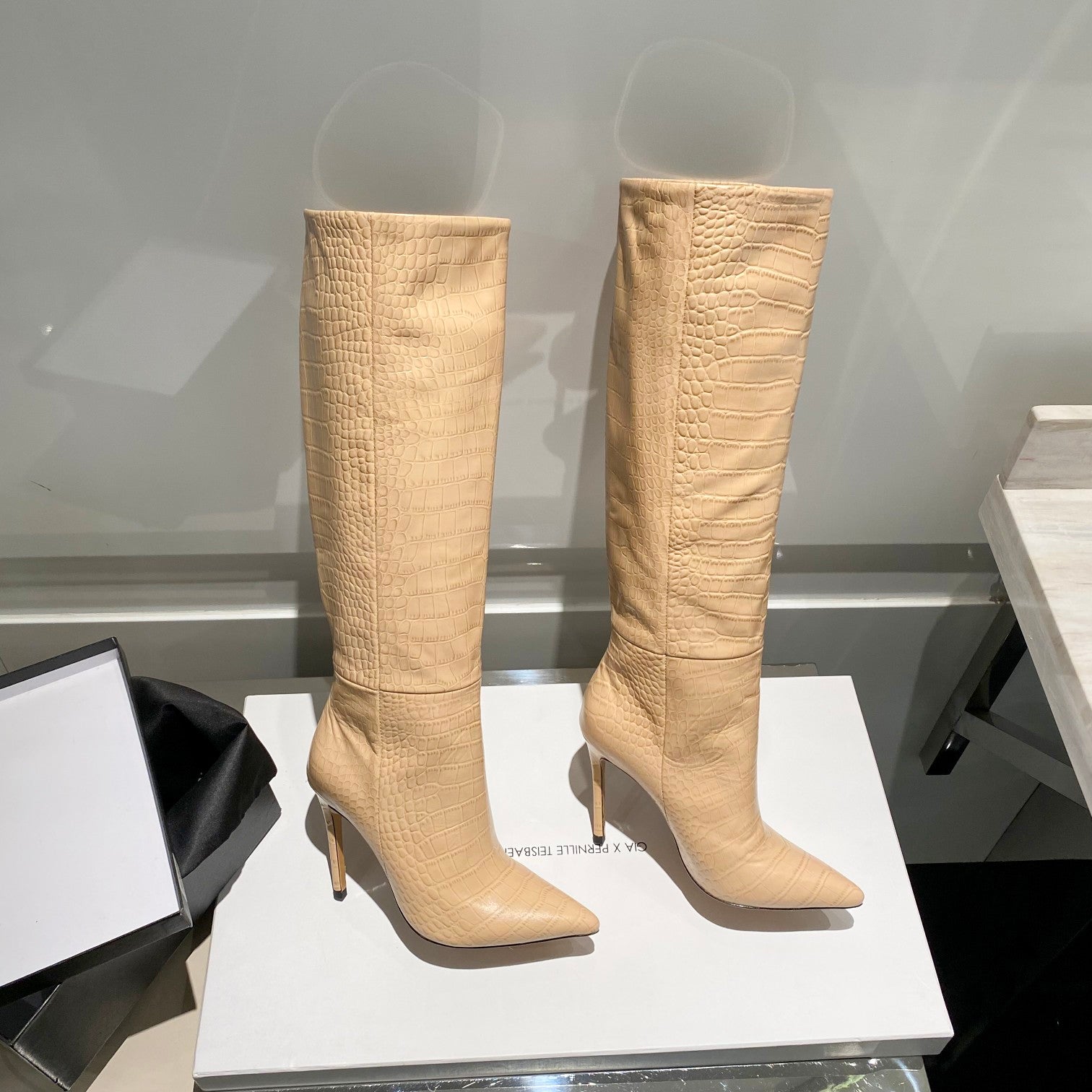 Paris Texas Crocodile Embossed Knee-High Boots – 2022 FW