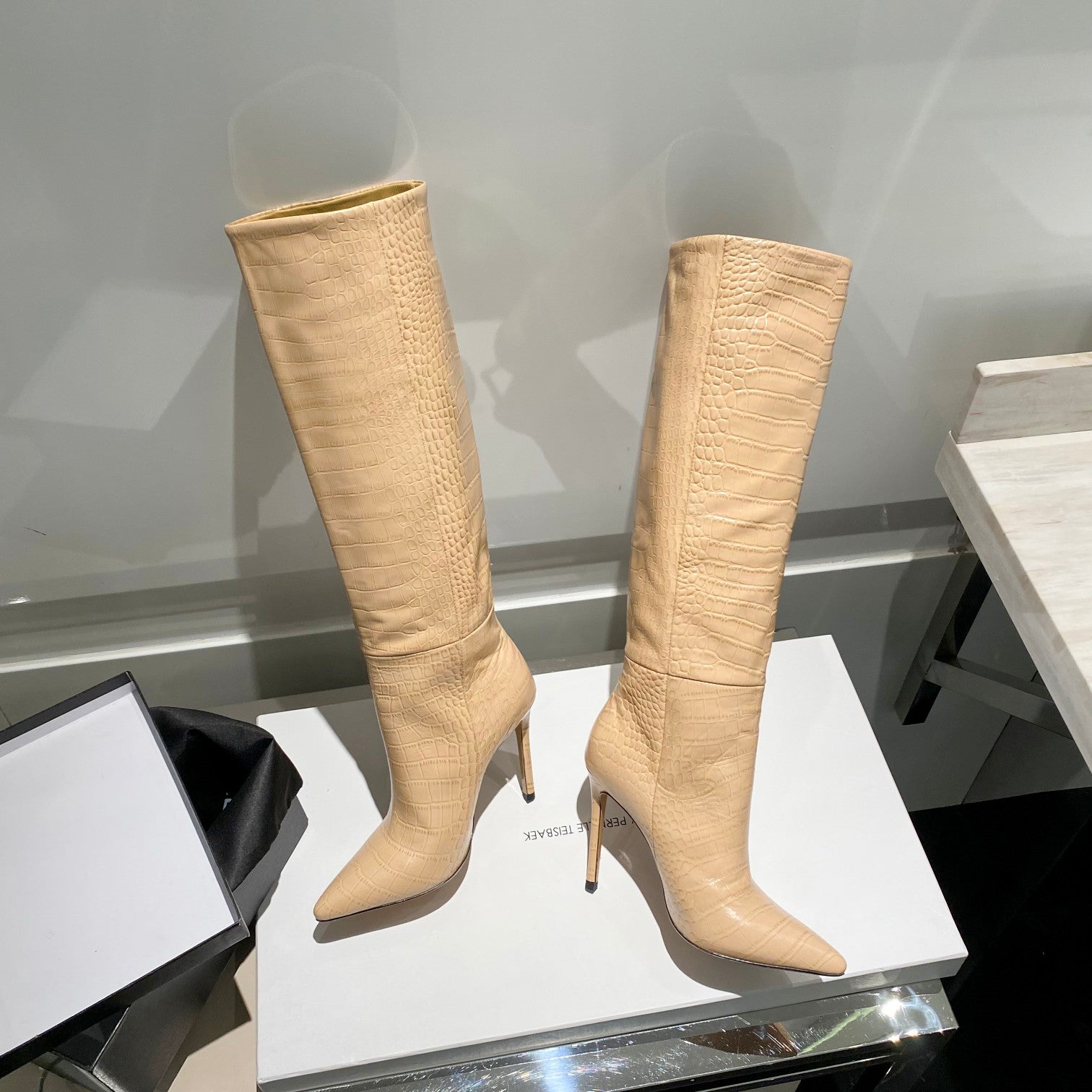 Paris Texas Crocodile Embossed Knee-High Boots – 2022 FW