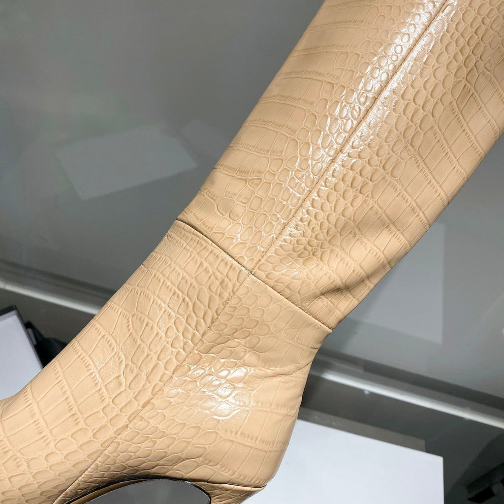 Paris Texas Crocodile Embossed Knee-High Boots – 2022 FW