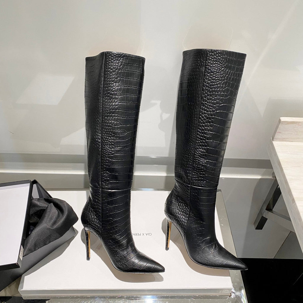Paris Texas Crocodile Embossed Knee-High Boots – 2022 FW