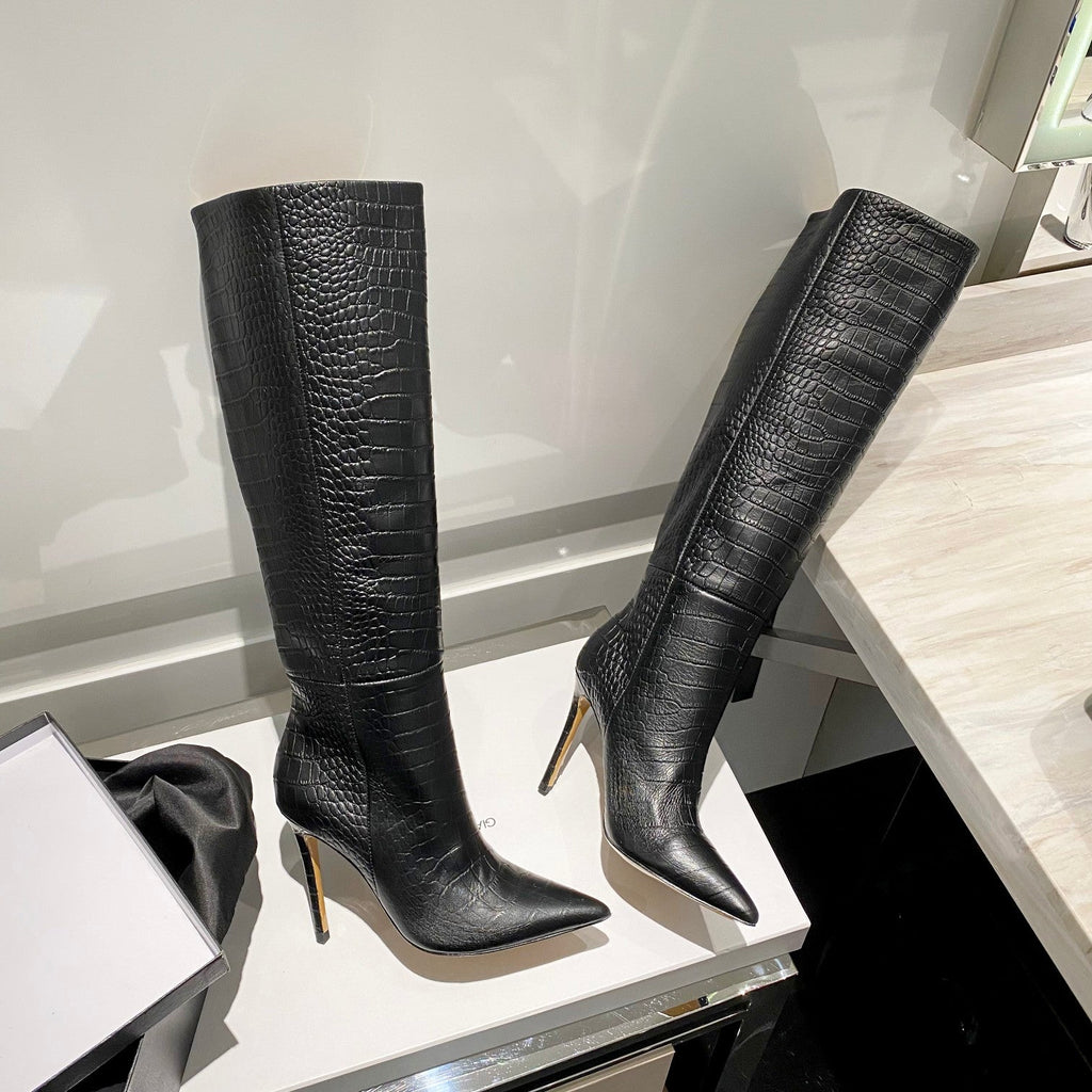 Paris Texas Crocodile Embossed Knee-High Boots – 2022 FW