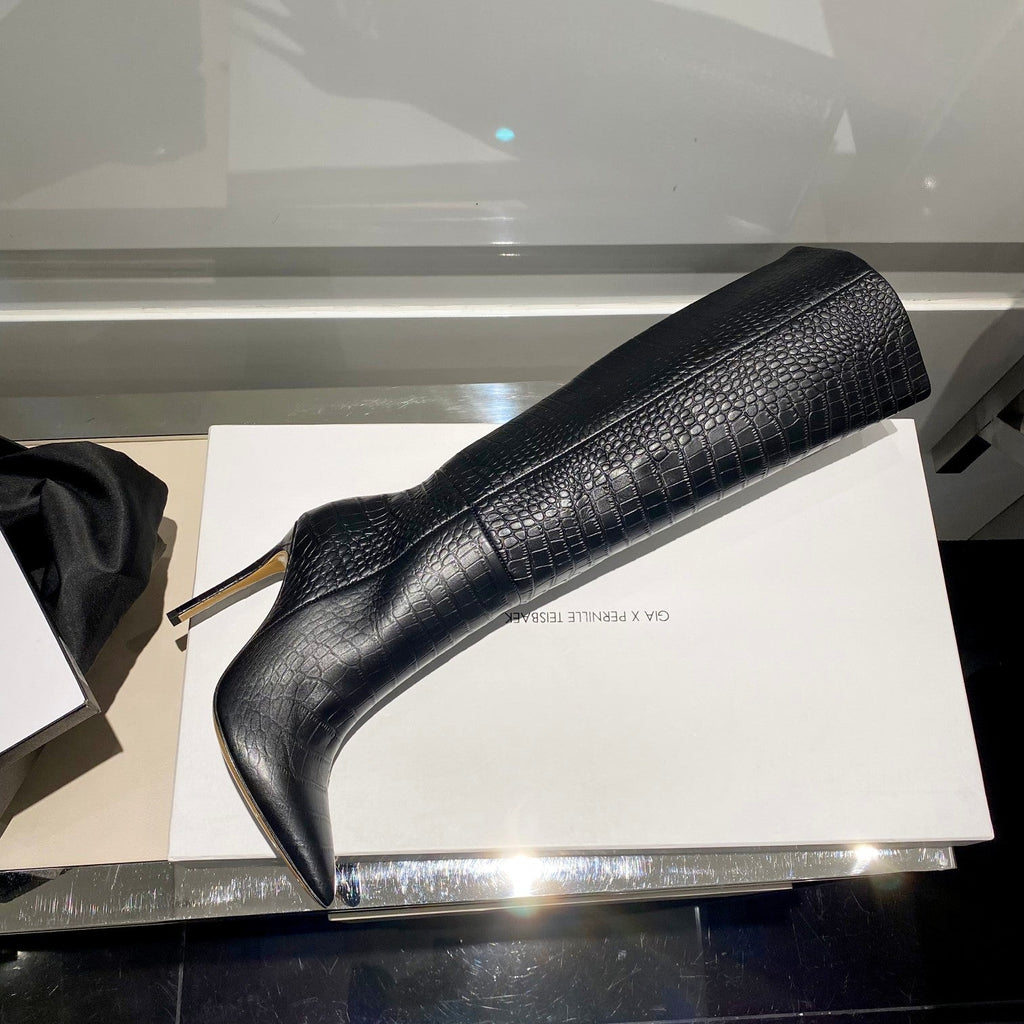 Paris Texas Crocodile Embossed Knee-High Boots – 2022 FW