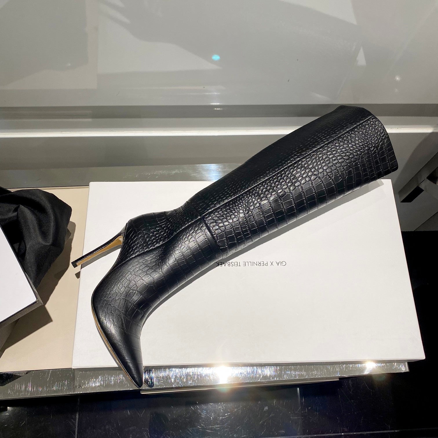 Paris Texas Crocodile Embossed Knee-High Boots – 2022 FW