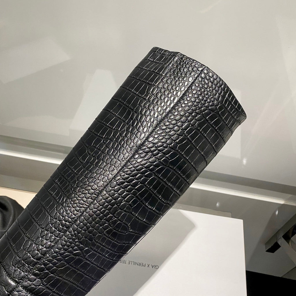 Paris Texas Crocodile Embossed Knee-High Boots – 2022 FW