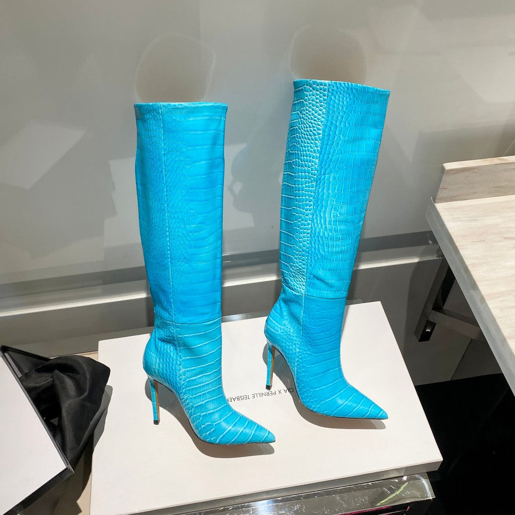 Paris Texas Crocodile Embossed Knee-High Boots – 2022 FW