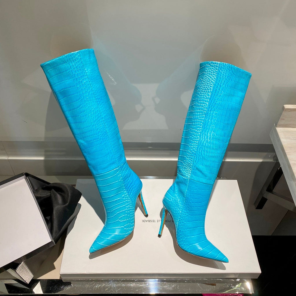 Paris Texas Crocodile Embossed Knee-High Boots – 2022 FW