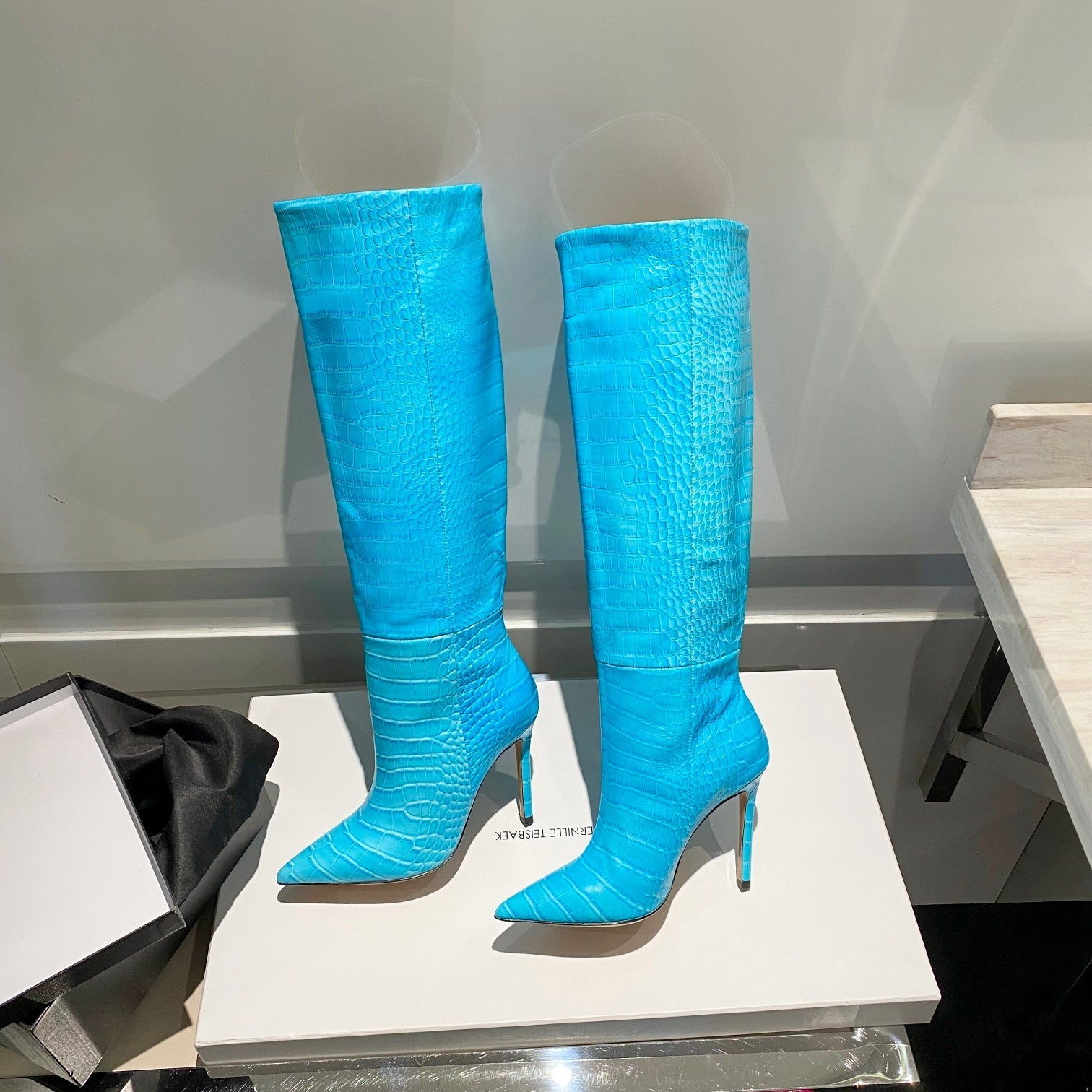 Paris Texas Crocodile Embossed Knee-High Boots – 2022 FW