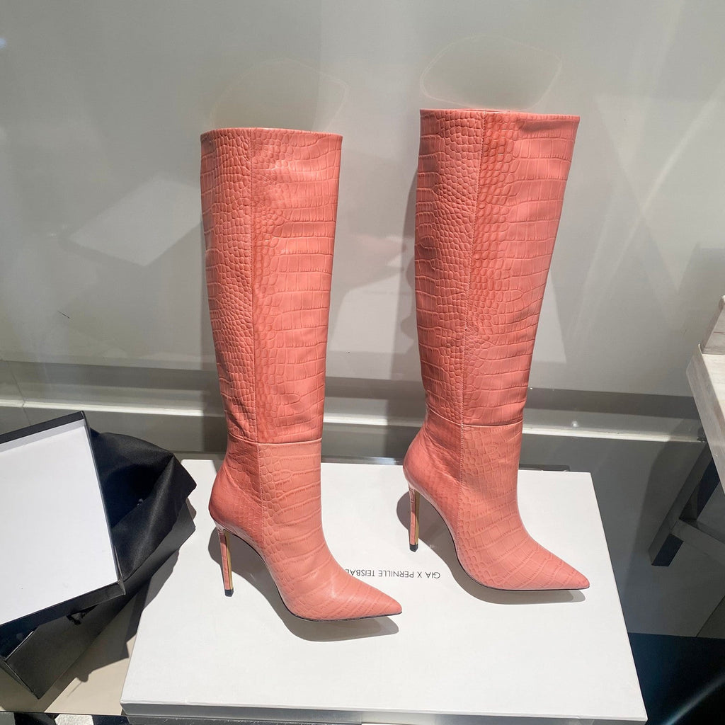 Paris Texas Crocodile Embossed Knee-High Boots – 2022 FW