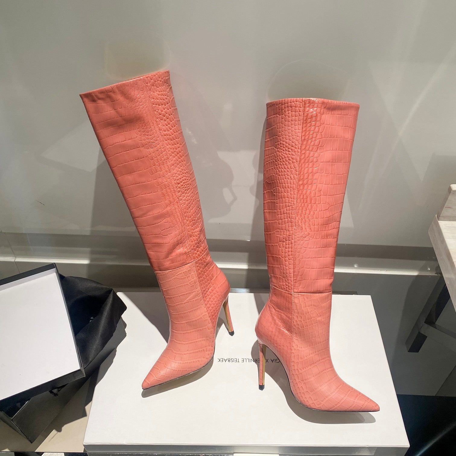 Paris Texas Crocodile Embossed Knee-High Boots – 2022 FW
