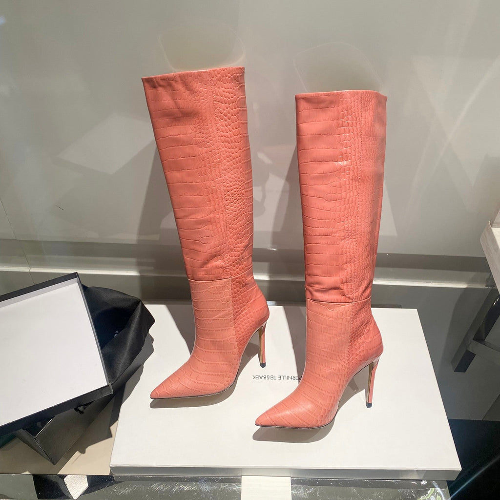 Paris Texas Crocodile Embossed Knee-High Boots – 2022 FW
