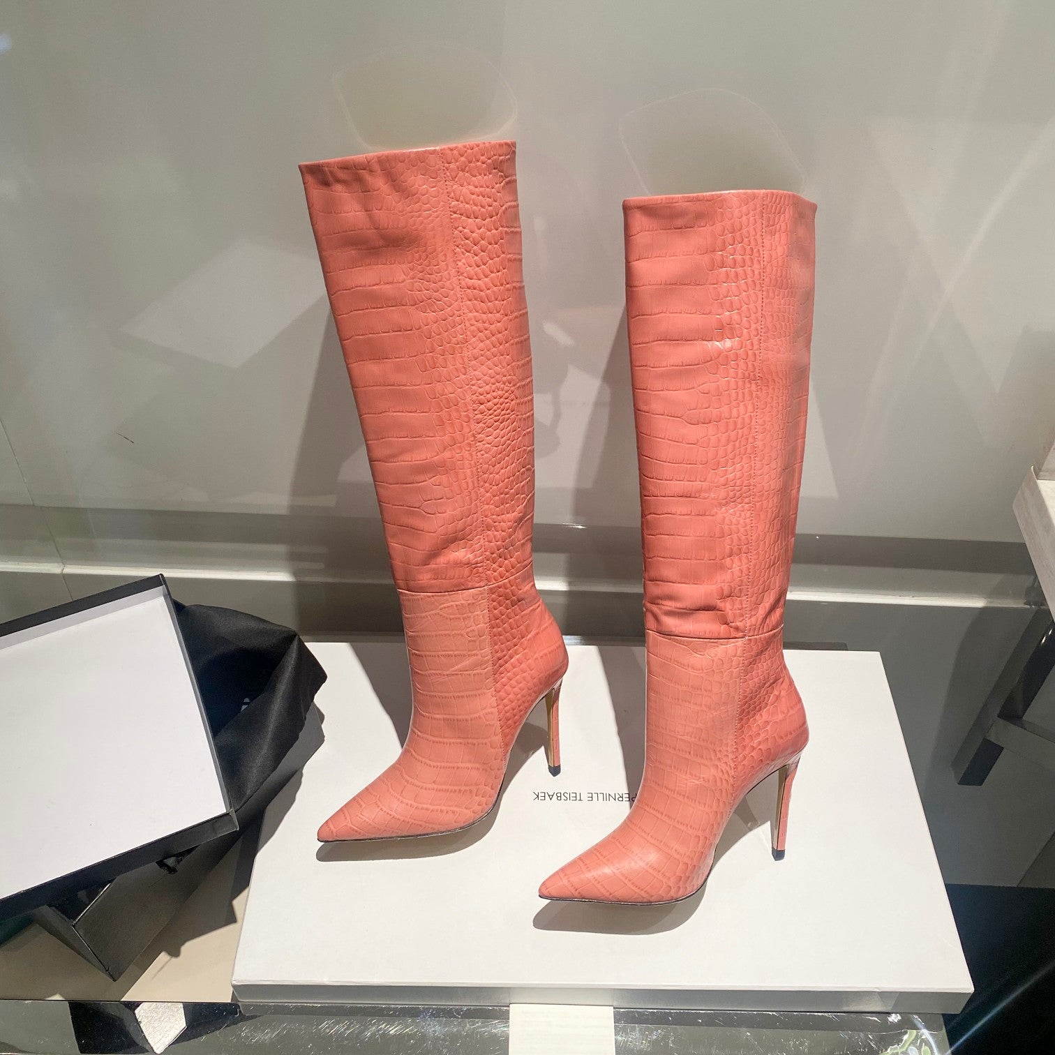 Paris Texas Crocodile Embossed Knee-High Boots – 2022 FW