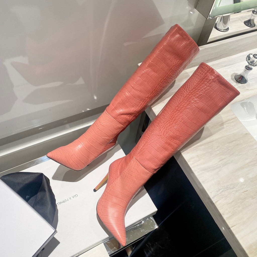 Paris Texas Crocodile Embossed Knee-High Boots – 2022 FW