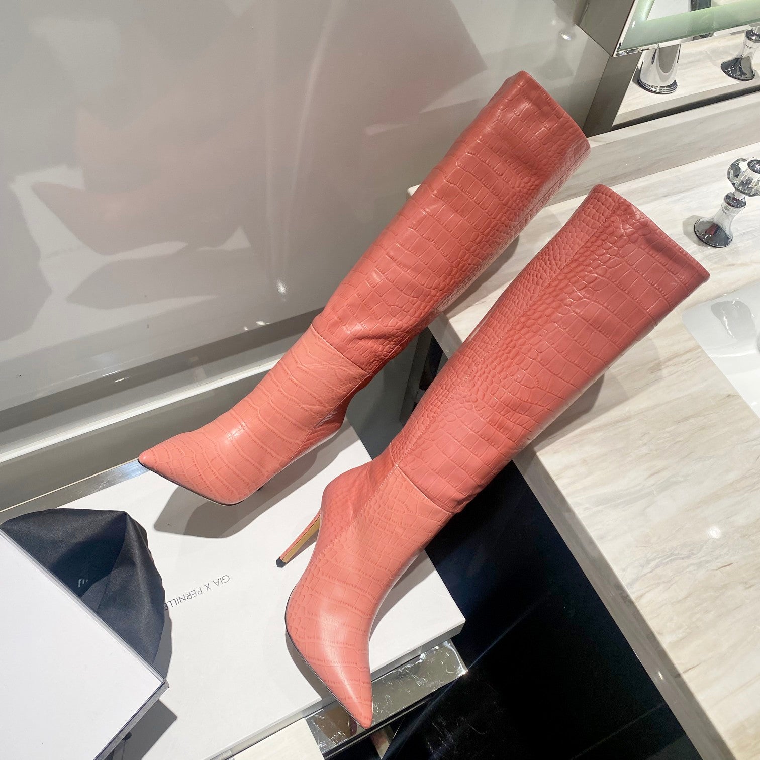 Paris Texas Crocodile Embossed Knee-High Boots – 2022 FW