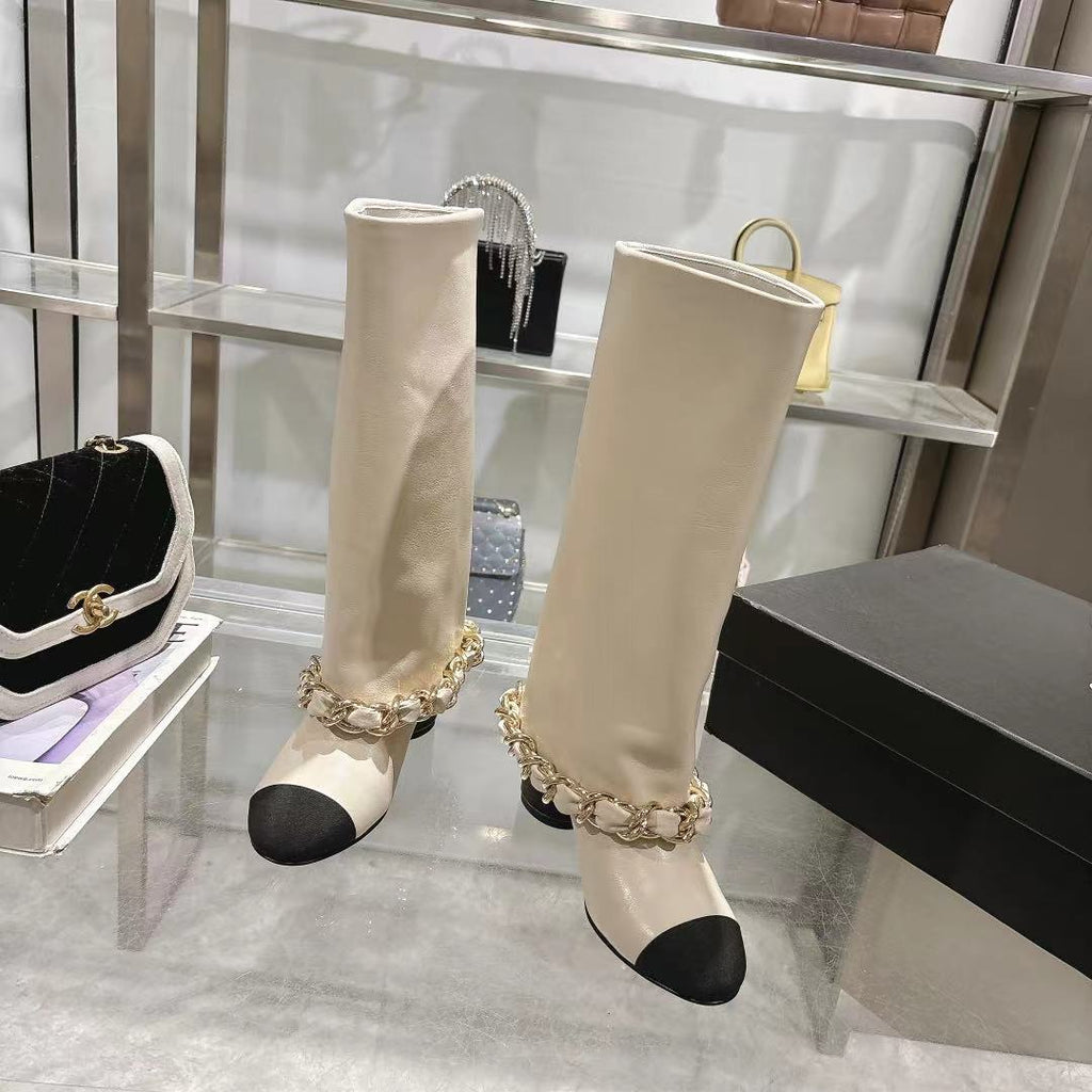 Chanel 25B Runway Chain Knee-High Boots – Autumn/Winter Collection