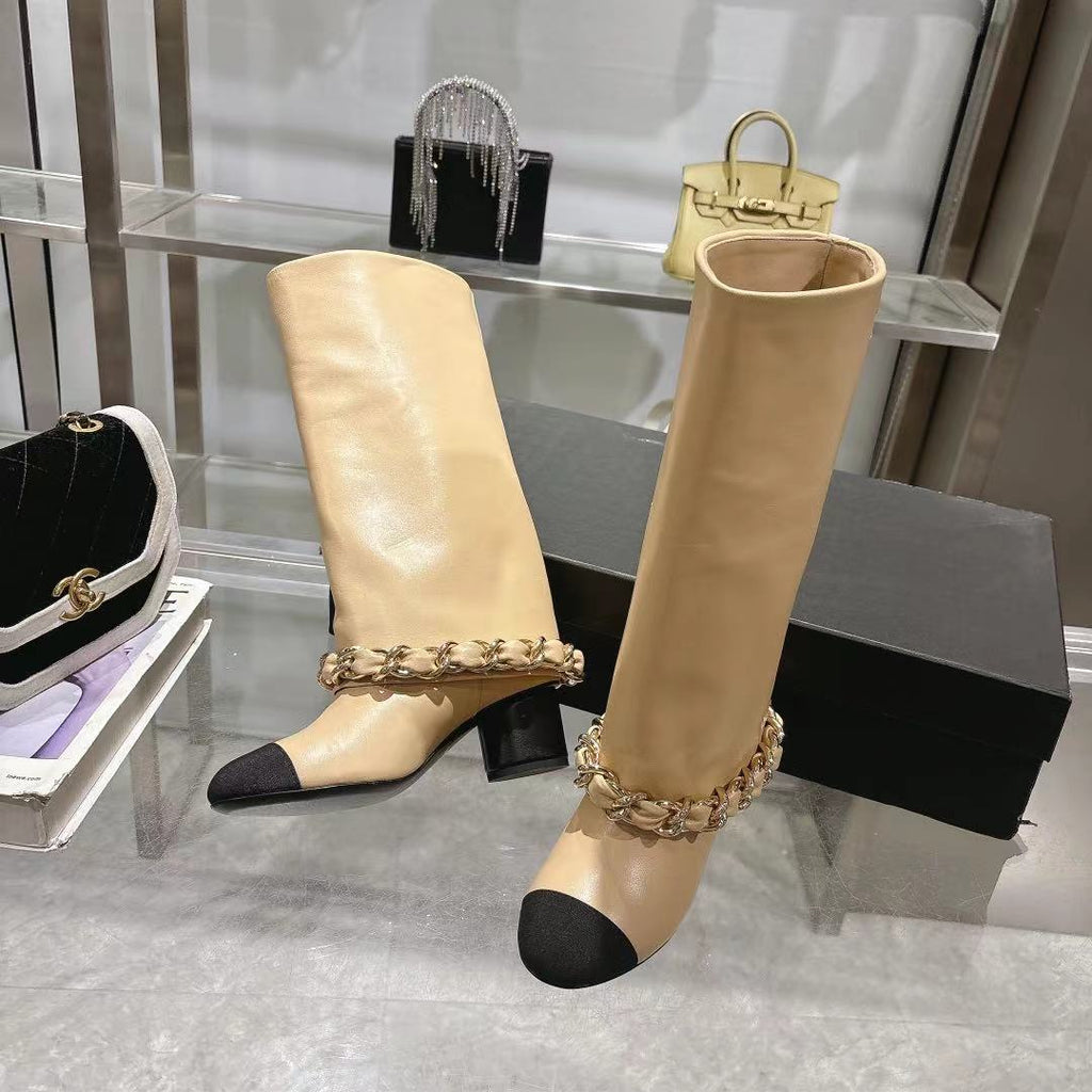 Chanel 25B Runway Chain Knee-High Boots – Autumn/Winter Collection