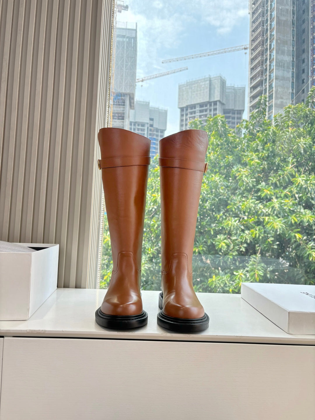 Celine Triomphe Leather Knight Boots – 2025 Autumn/Winter Collection