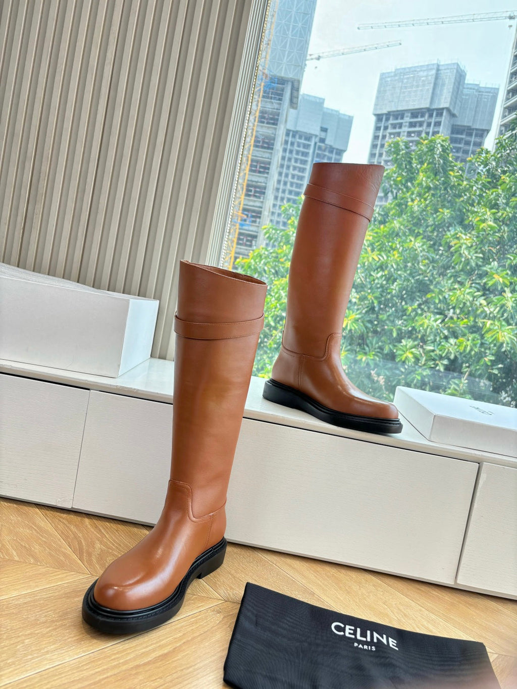 Celine Triomphe Leather Knight Boots – 2025 Autumn/Winter Collection