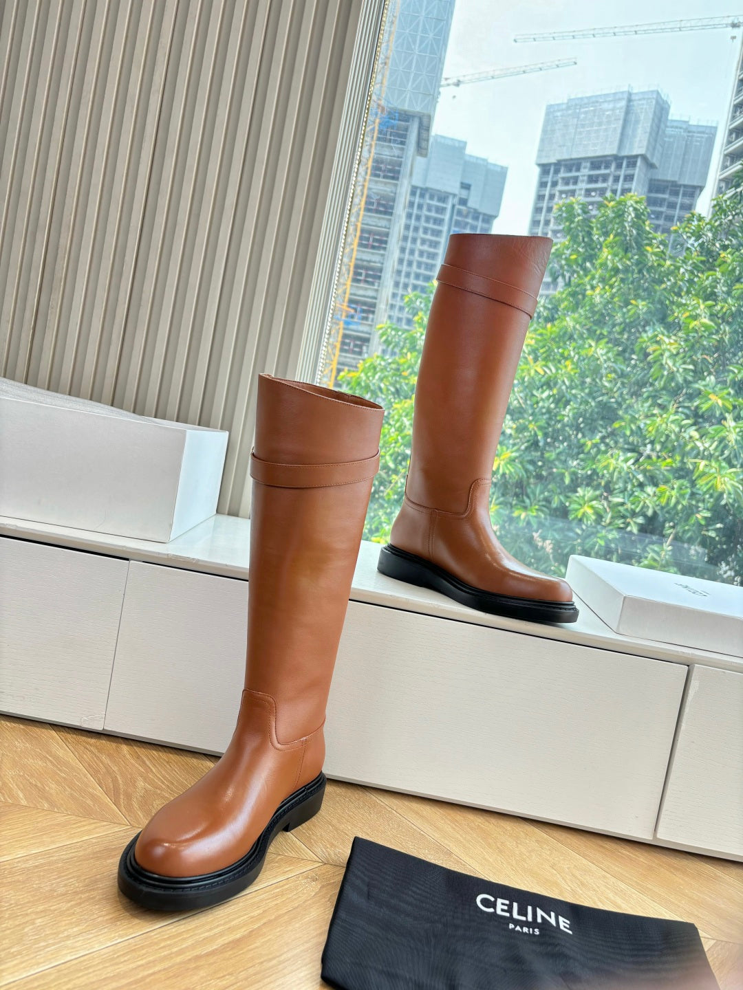 Celine Triomphe Leather Knight Boots – 2025 Autumn/Winter Collection