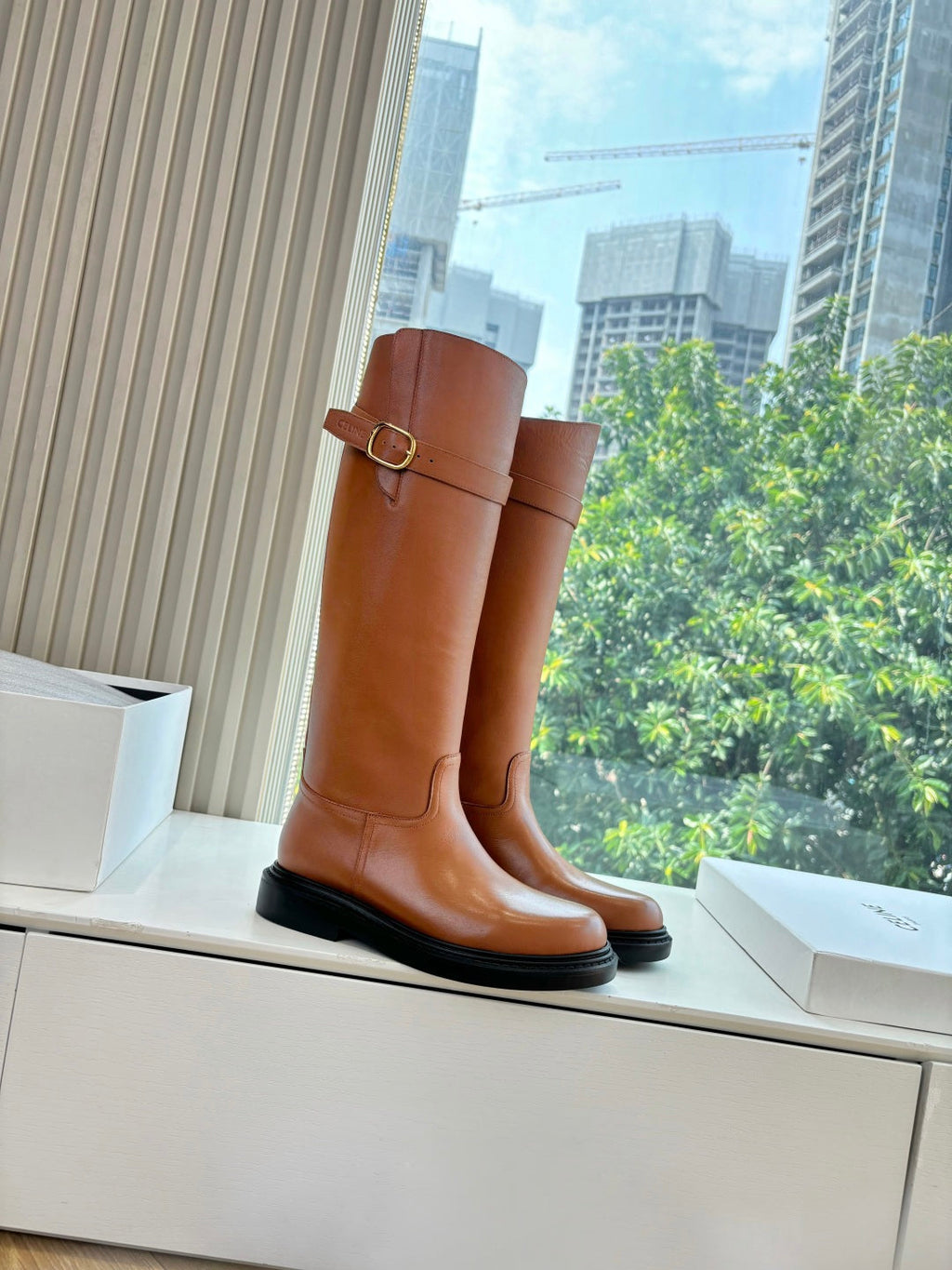 Celine Triomphe Leather Knight Boots – 2025 Autumn/Winter Collection