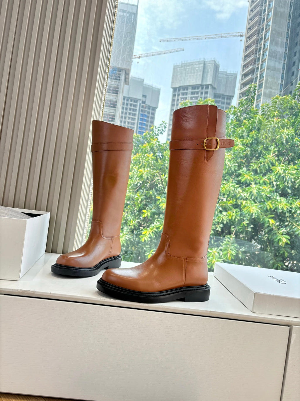Celine Triomphe Leather Knight Boots – 2025 Autumn/Winter Collection