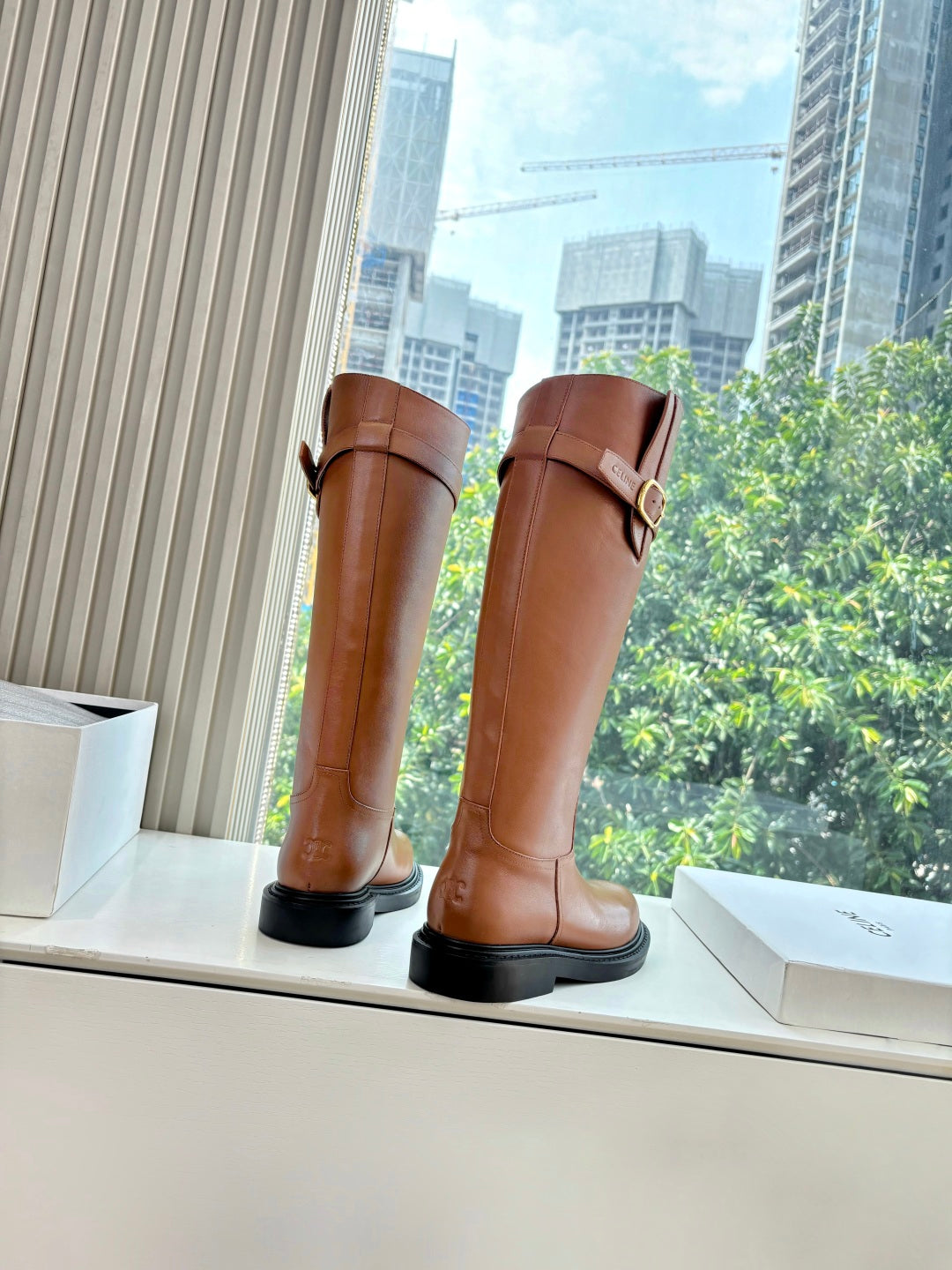 Celine Triomphe Leather Knight Boots – 2025 Autumn/Winter Collection