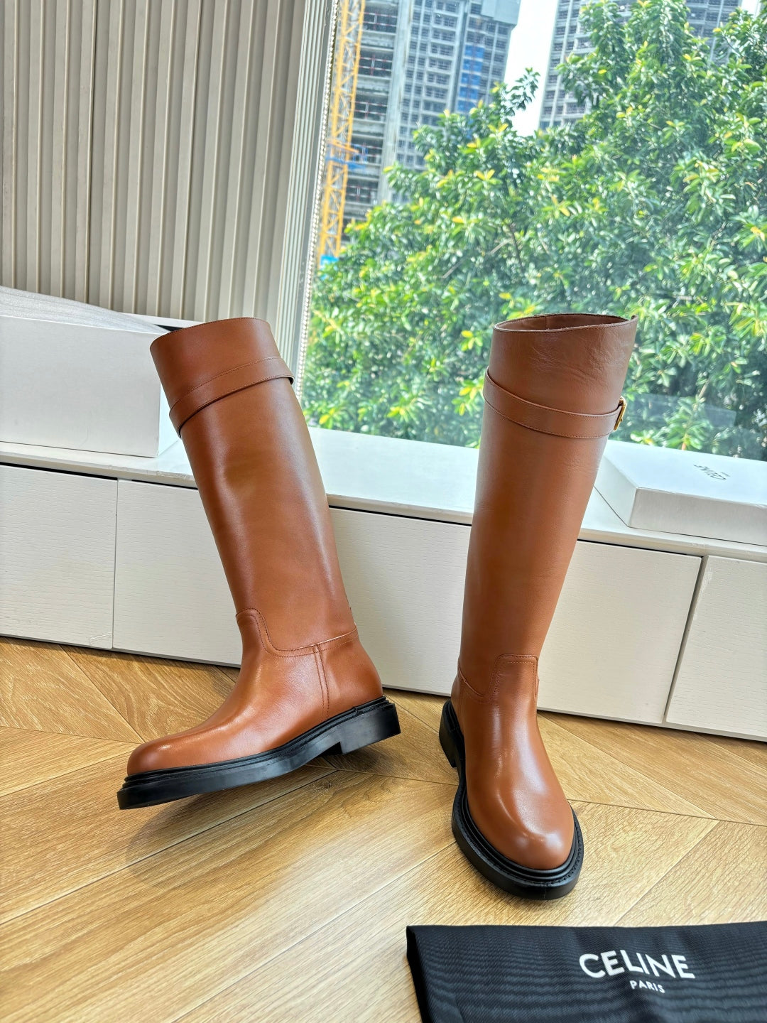 Celine Triomphe Leather Knight Boots – 2025 Autumn/Winter Collection