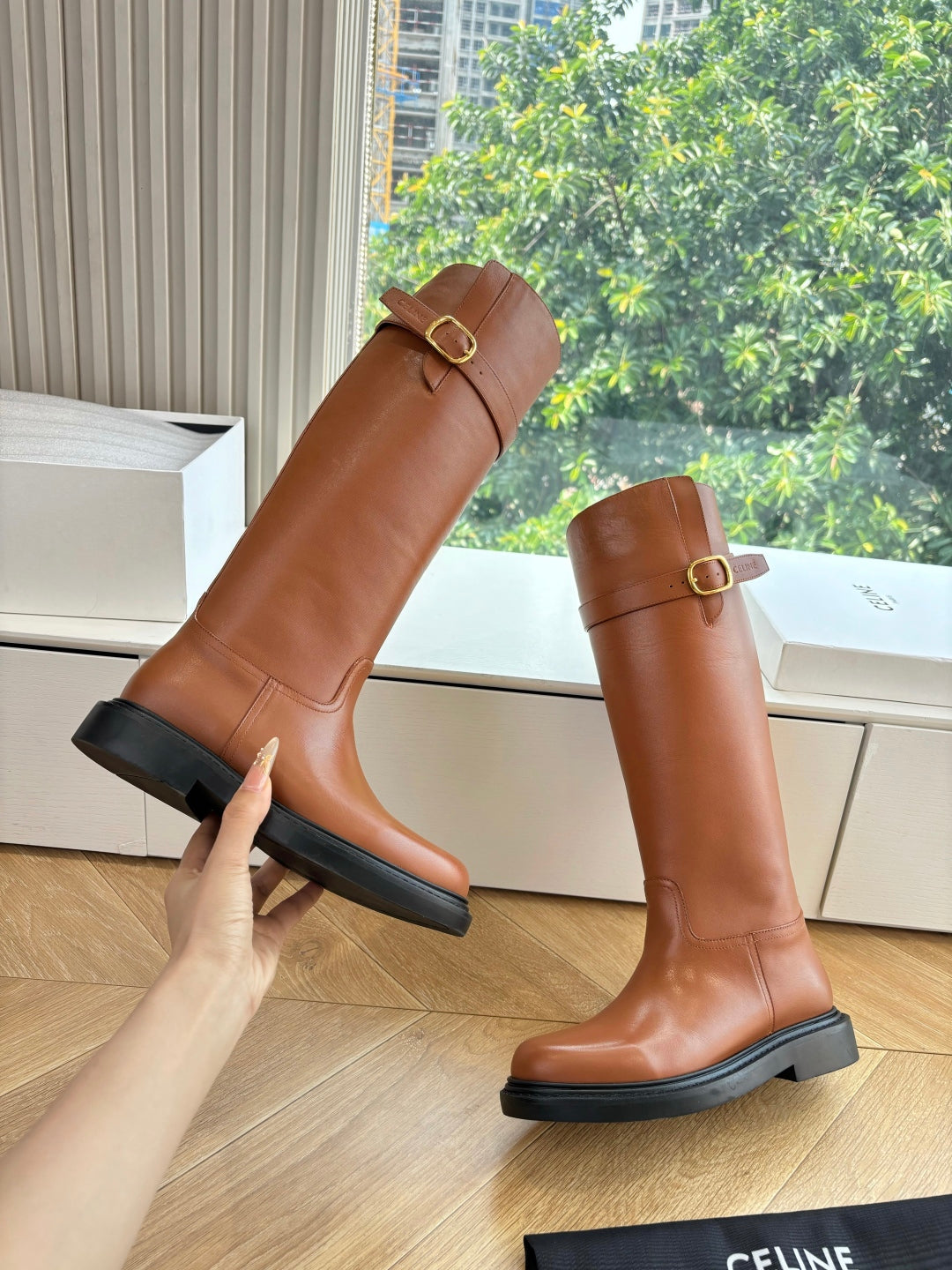 Celine Triomphe Leather Knight Boots – 2025 Autumn/Winter Collection