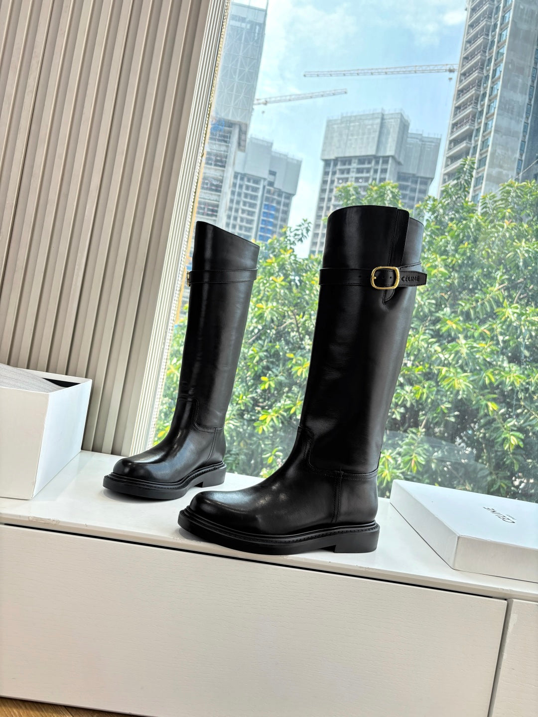 Celine Triomphe Leather Knight Boots – 2025 Autumn/Winter Collection