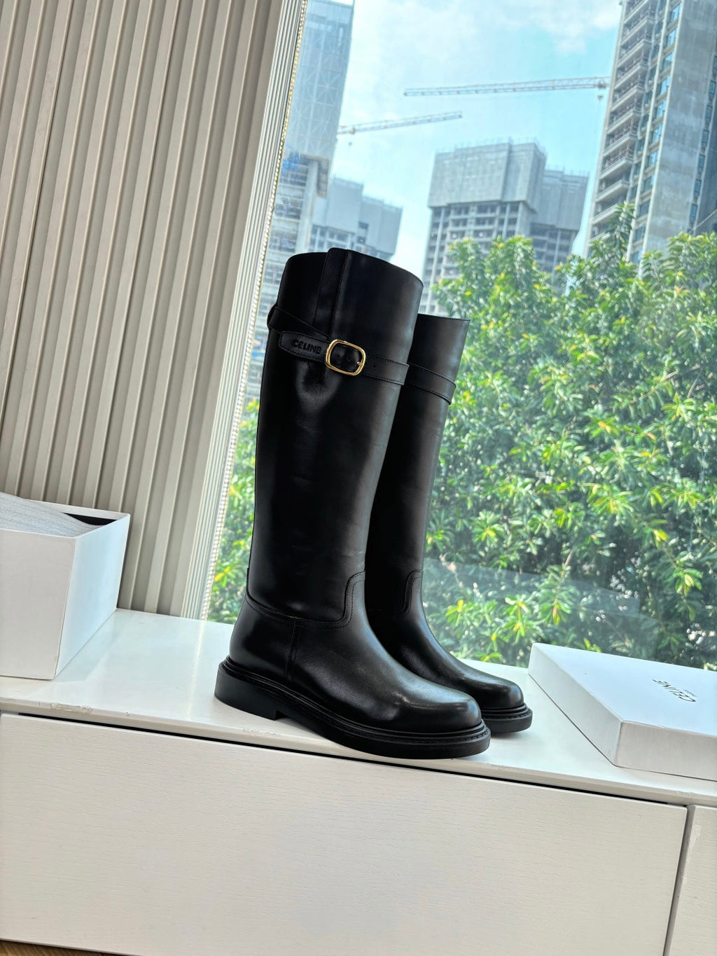 Celine Triomphe Leather Knight Boots – 2025 Autumn/Winter Collection