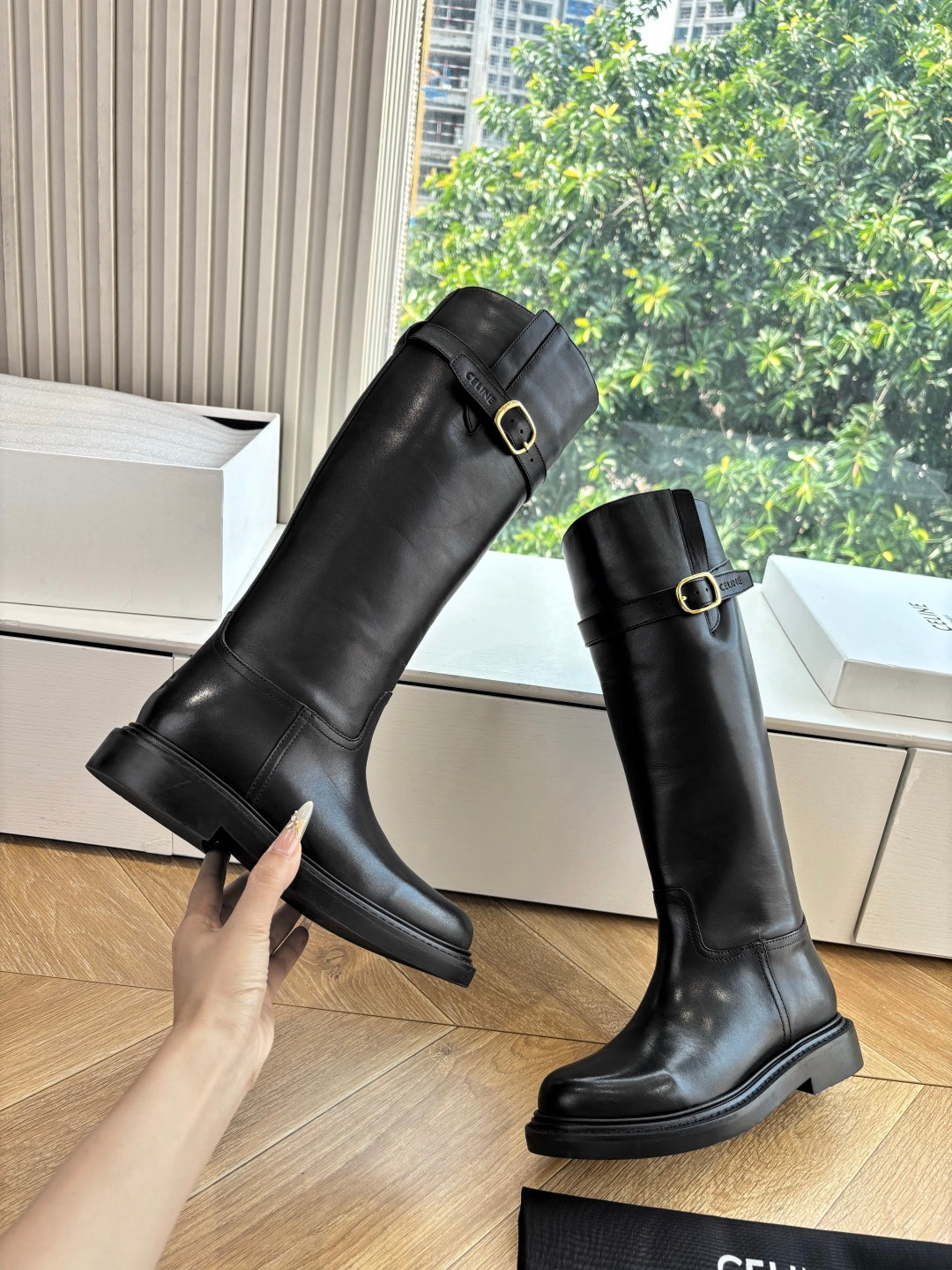 Celine Triomphe Leather Knight Boots – 2025 Autumn/Winter Collection