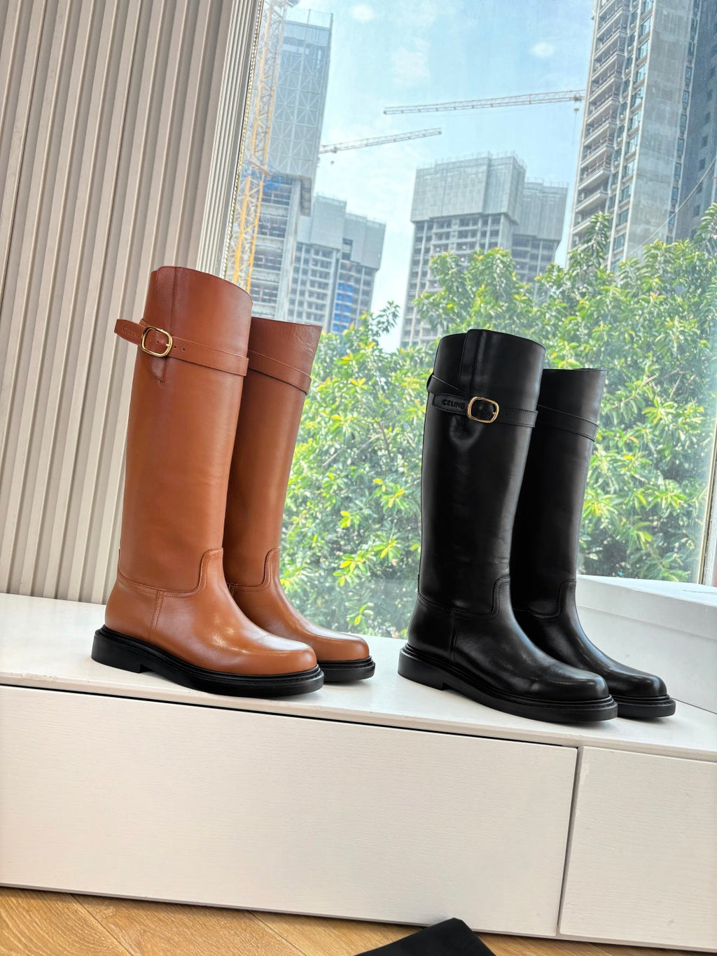 Celine Triomphe Leather Knight Boots – 2025 Autumn/Winter Collection