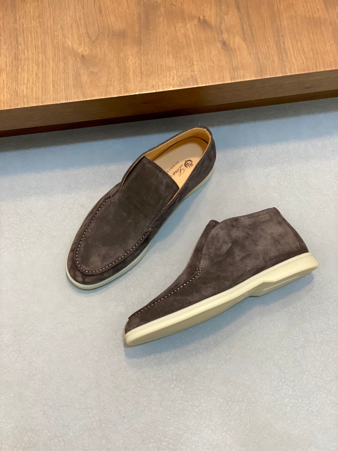 Loro Piana Suede Leather Slip-On Loafers