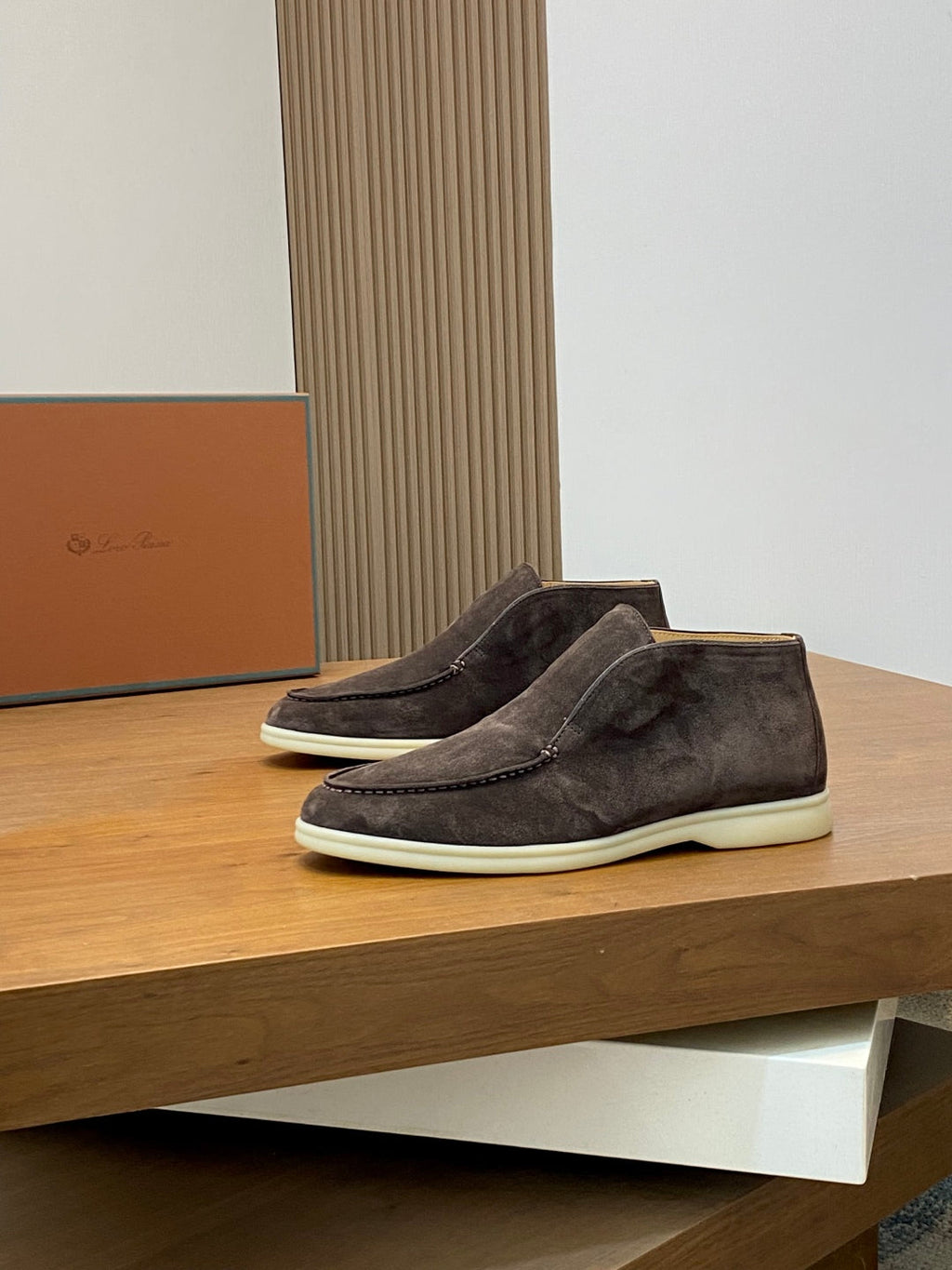 Loro Piana Suede Leather Slip-On Loafers