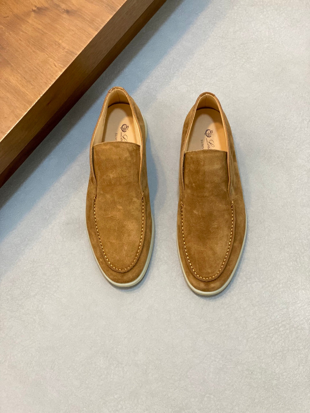 Loro Piana Suede Leather Slip-On Loafers